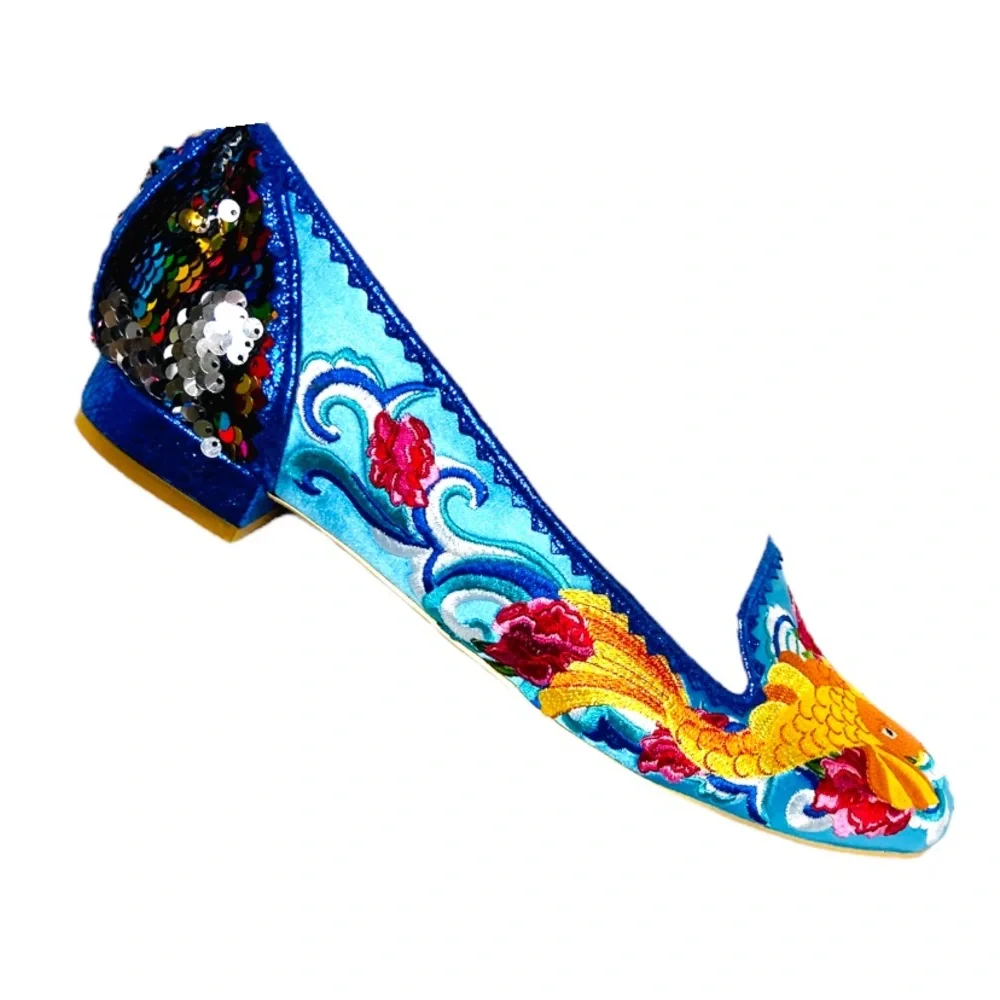Irregular Choice Womens Pescado Oro NEW Sequin Flats 11 42 Rainbow Pride Fish - Picture 14 of 16